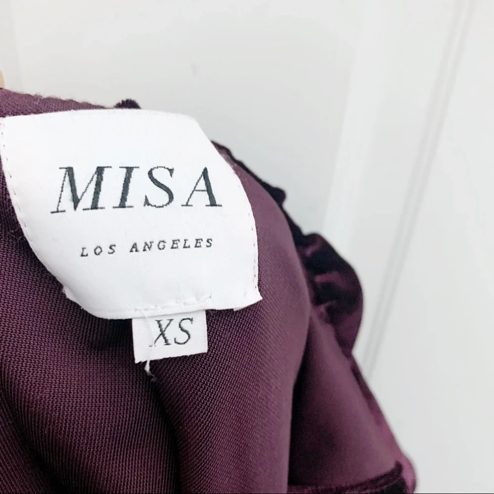 MISA Ruffle One-shoulder Velvet Top In Plum Velvet - Picture 8 of 8